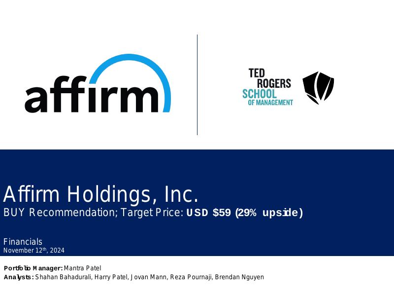 Cover preview of Affirm Holdings, Inc. (AFRM) – Buy Pitch Deck