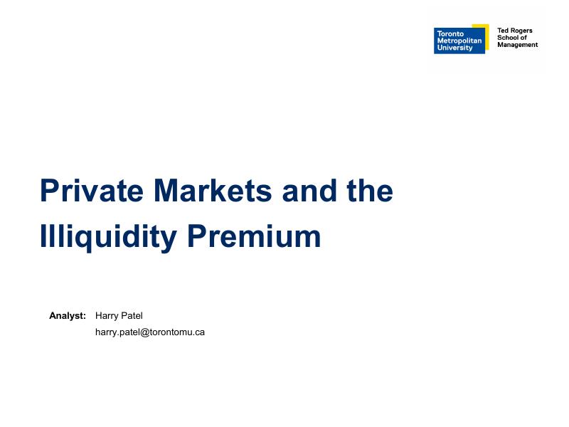 Cover preview of Private Markets and the Illiquidity Premium